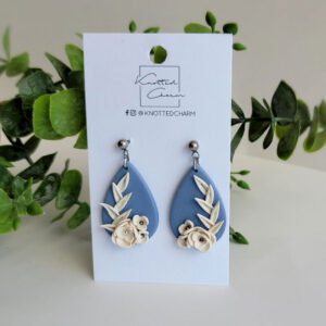 Blue White Floral Teardrops